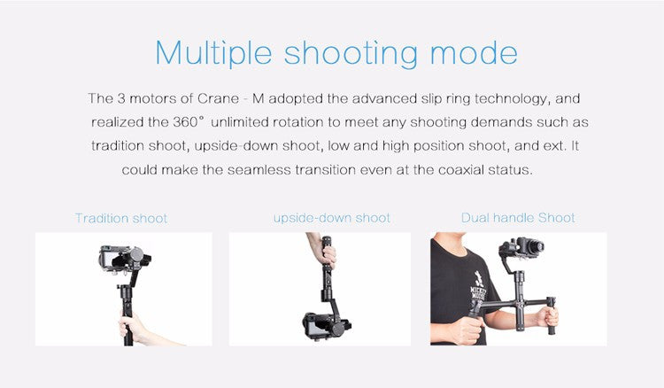 Zhiyun Crane M Gimbal 3-Axis for DSLR/ Mirrorless/Gopro/Smartphone